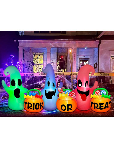 Decoración Inflable Halloween TURNMEON 2.44 m 3 Fantasmas LED