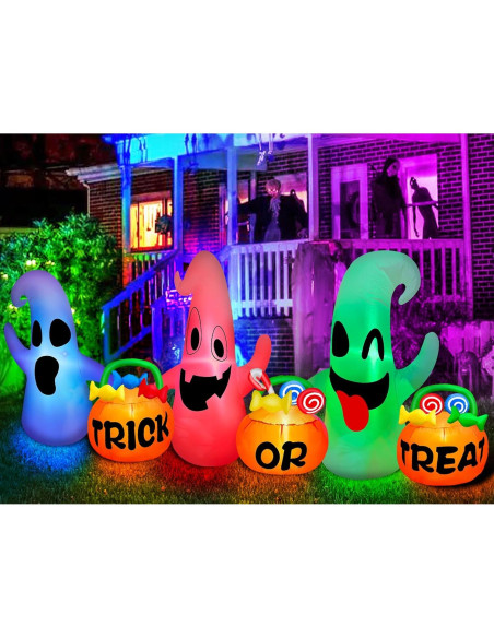 Decoración Inflable Halloween TURNMEON 2.44 m 3 Fantasmas LED