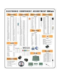 Kit de Componentes Electrónicos Mega 1900 pcs 3pdt 2