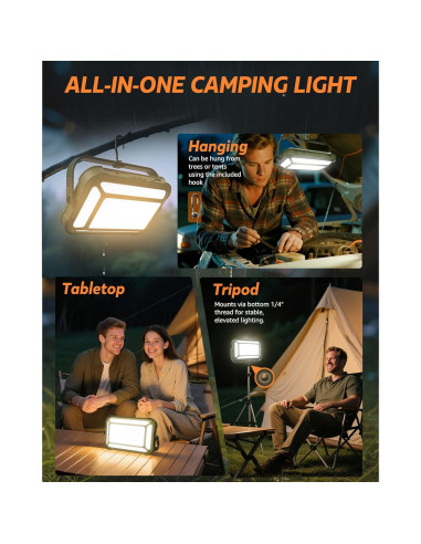 Linterna de Camping LED Arsoer BO-03, IP67, 10000mAh, 150h