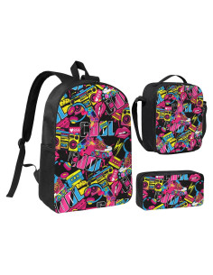 Mochila Escolar 3 en 1 Hip Hop Kid con Almuerzo y Estuche