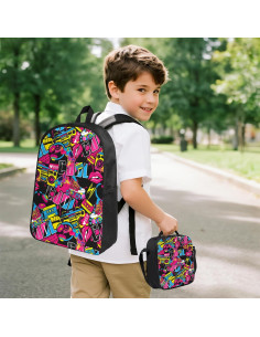 Mochila Escolar 3 en 1 Hip Hop Kid con Almuerzo y Estuche 2