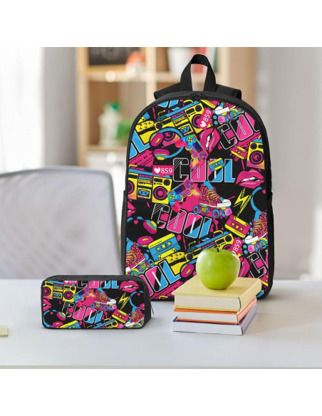 Mochila Escolar 3 en 1 Hip Hop Kid con Almuerzo y Estuche