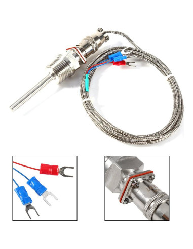 Sonda de Temperatura RTD PT100 Fafeicy 2m Rosca NPT 1/2"