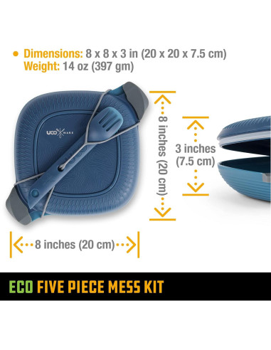 Kit de Comida de Camping UCO 5 Piezas Eco Azul