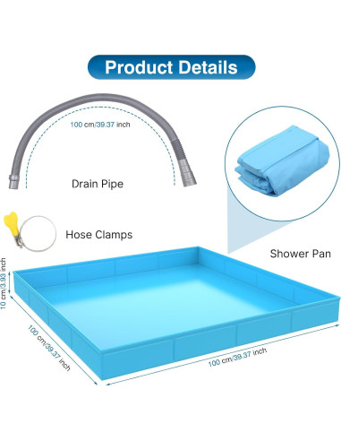 Base de Ducha Portátil ANTEQI HW-006 101.6x101.6cm Azul