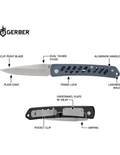 Cuchillo Plegable Gerber Gear Affirm EDC Aluminio Azul 8.9 cm 2