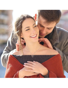 Collar Inicial Corazón Rosa Iefil Plata Esterlina 925 45.72 cm 2