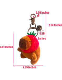 Llavero de Peluche Capibara con Sombrero de Fresa 2