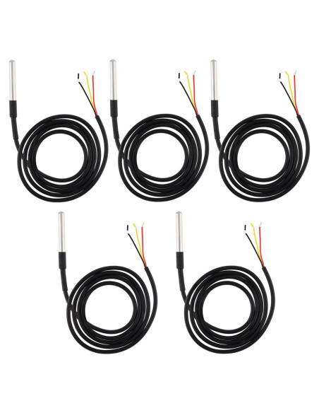 5 Sensores de Temperatura Digital DS18B20 Impermeables 1m