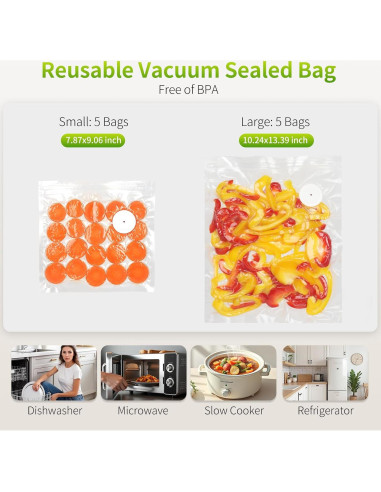 Sellador al vacío portátil HYDMY con 10 bolsas reutilizables