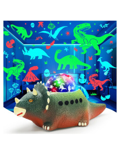 Proyector de Luz Nocturna Dinosaurio Beslike - 8 Colores, 14 Sonidos