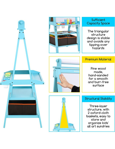 Caballete de Arte para Niños MEEDEN de Madera con Accesorios