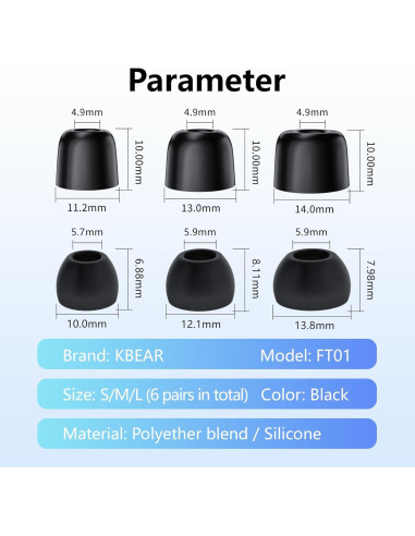 Juego de Puntas de Auriculares KBEAR FT01 Silicona y Espuma