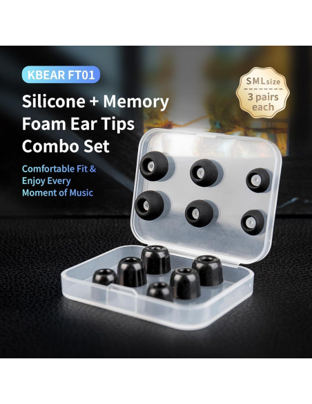 Juego de Puntas de Auriculares KBEAR FT01 Silicona y Espuma