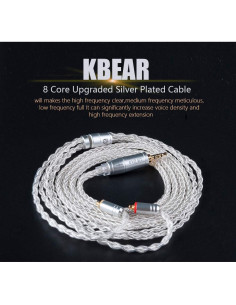 Cable de Auriculares KBEAR 8 Núcleos Cobre Plateado 2.5mm 2