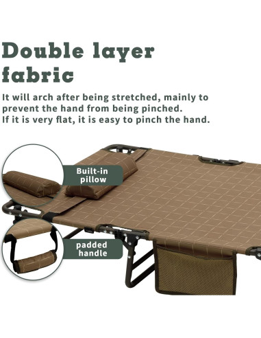 Cama de Camping Plegable SUNNYFEEL Caqui 136 kg 194x63 cm