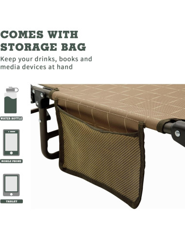 Cama de Camping Plegable SUNNYFEEL Caqui 136 kg 194x63 cm