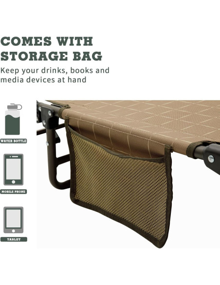 Cama de Camping Plegable SUNNYFEEL Caqui 136 kg 194x63 cm Cama de Camping Plegable SUNNYFEEL Caqui 136 kg 194x63 cm