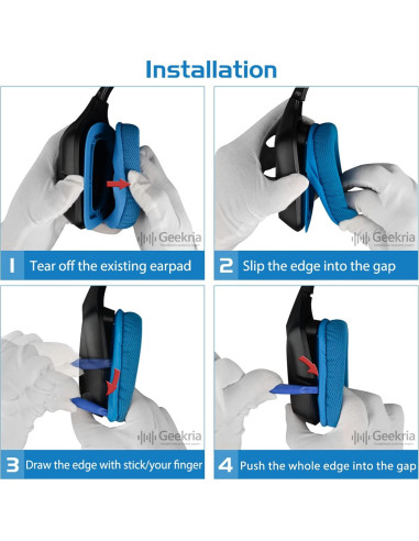 Almohadillas de Reemplazo Geekria para Logitech G430 G930 Azul