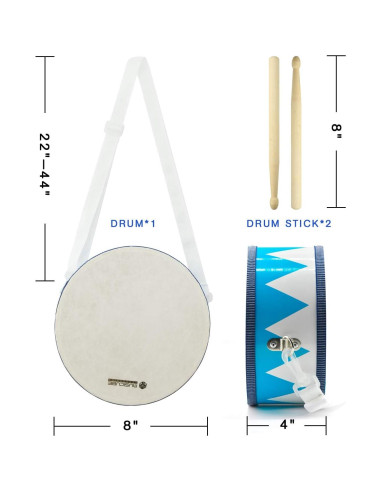 Juego de Tambores para Niños MUSICUBE 20.5 cm Madera Educativo