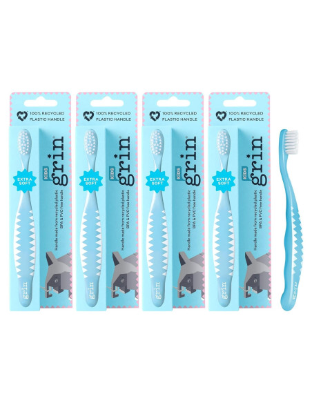 Cepillo de Dientes Grin Kids 100% Reciclado Extra Suave 4 Unidades Azul