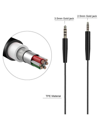 Cable de audio de reemplazo BUTIAO para Bose QC35 1.4m