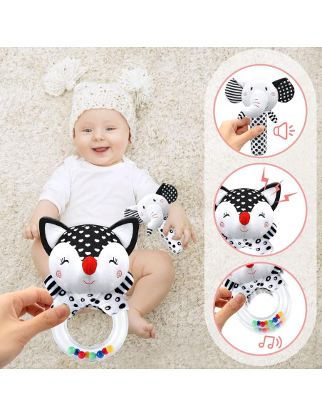 Sonajeros para Bebés XIXILAND 0-6 Meses Animales Suaves