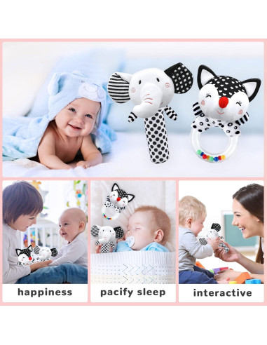 Sonajeros para Bebés XIXILAND 0-6 Meses Animales Suaves