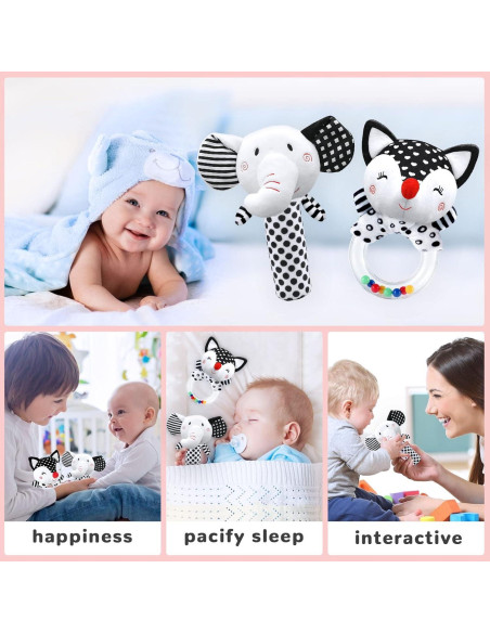 Sonajeros para Bebés XIXILAND 0-6 Meses Animales Suaves