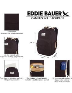 Mochila Campus Eddie Bauer 26L para Laptop - Verde Adler 2