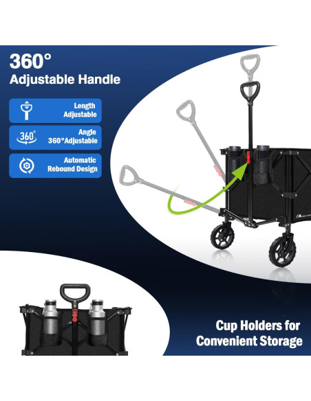 Carro Plegable Moon Lence 220L Alta Resistencia Negro