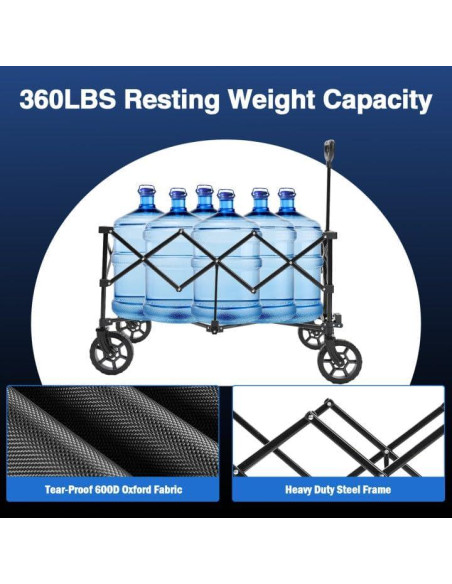 Carro Plegable Moon Lence 220L Alta Resistencia Negro