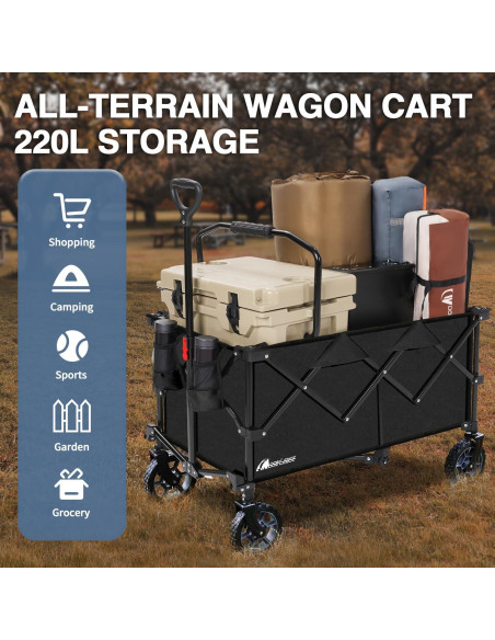 Carro Plegable Moon Lence 220L Alta Resistencia Negro