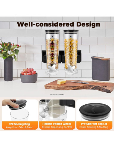 Dispensador de Alimentos Montado en la Pared GAMIGIME 3L Negro