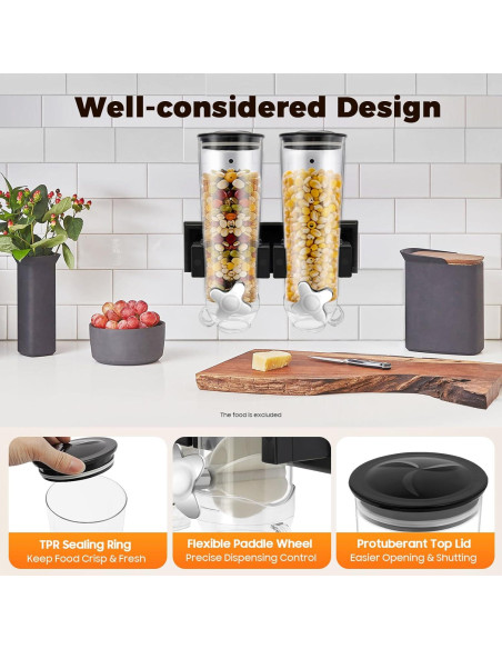 Dispensador de Alimentos Montado en la Pared GAMIGIME 3L Negro