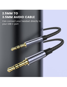Cable de Audio 3.5mm a 2.5mm MOSWAG 1m para Auriculares Bose JBL 2