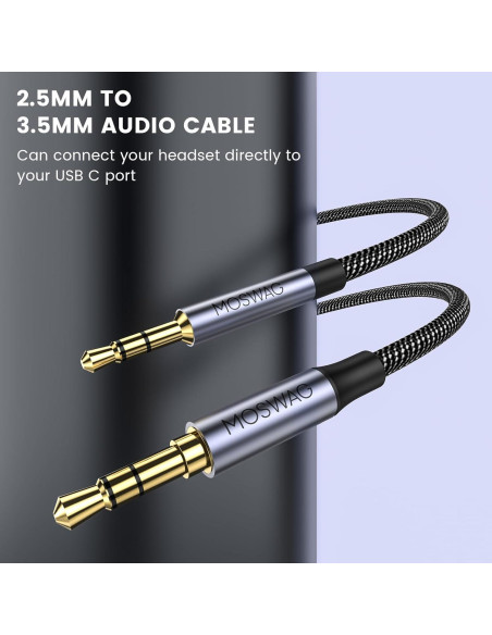 Cable de Audio 3.5mm a 2.5mm MOSWAG 1m para Auriculares Bose JBL