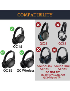 Funda de diadema SOULWIT para Bose QuietComfort 45 y SE - Negro 2