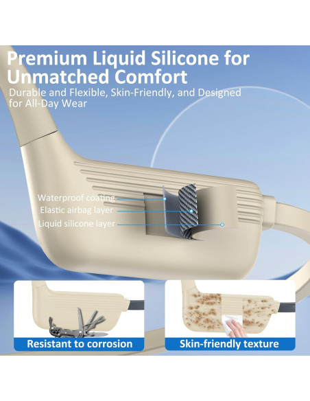 Auriculares de Conducción Ósea KOPIDOE X8 IP68 32GB Beige Auriculares de Conducción Ósea KOPIDOE X8 IP68 32GB Beige