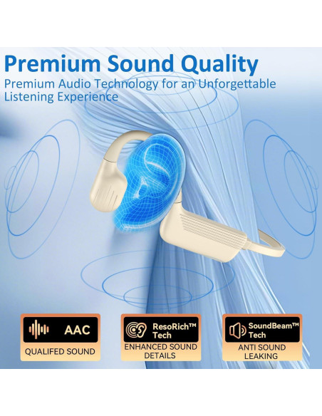 Auriculares de Conducción Ósea KOPIDOE X8 IP68 32GB Beige Auriculares de Conducción Ósea KOPIDOE X8 IP68 32GB Beige