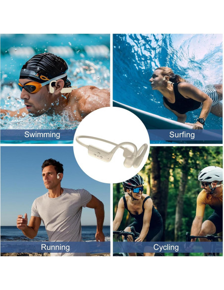 Auriculares de Conducción Ósea KOPIDOE X8 IP68 32GB Beige Auriculares de Conducción Ósea KOPIDOE X8 IP68 32GB Beige