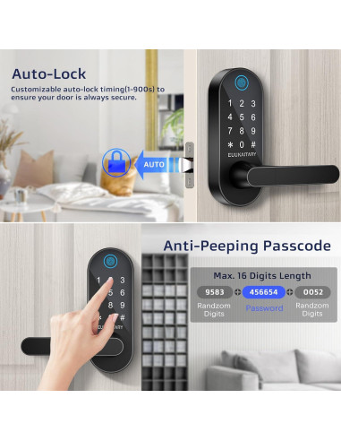Cerradura Inteligente EUUKAITARY JKT-WLF15BK WiFi Huella Dactilar