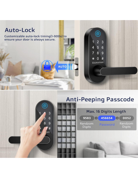 Cerradura Inteligente EUUKAITARY JKT-WLF15BK WiFi Huella Dactilar