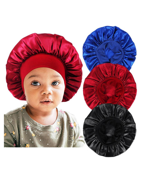 3 Bonetes de Satén para Bebés LBYLUS - Gorro de Seda 25 cm