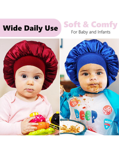 3 Bonetes de Satén para Bebés LBYLUS - Gorro de Seda 25 cm