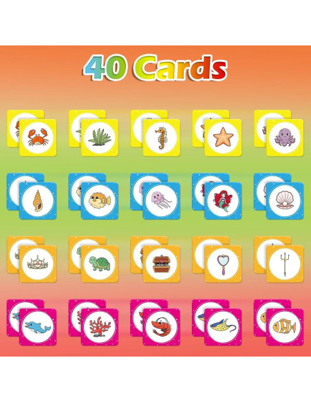 Juego de Memoria Aizweb 40 Piezas para Niños 3 a 6 Años Juego de Memoria Aizweb 40 Piezas para Niños 3 a 6 Años