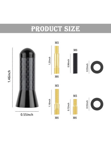 Antena de Coche YGDMD Fibra de Carbono Negra 9.30x3.61cm