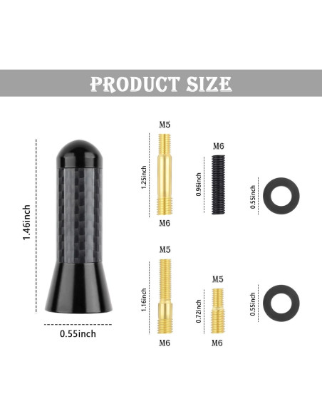 Antena de Coche YGDMD Fibra de Carbono Negra 9.30x3.61cm