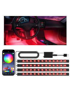 Luces LED interiores multicolor Zdovivot para coche USB